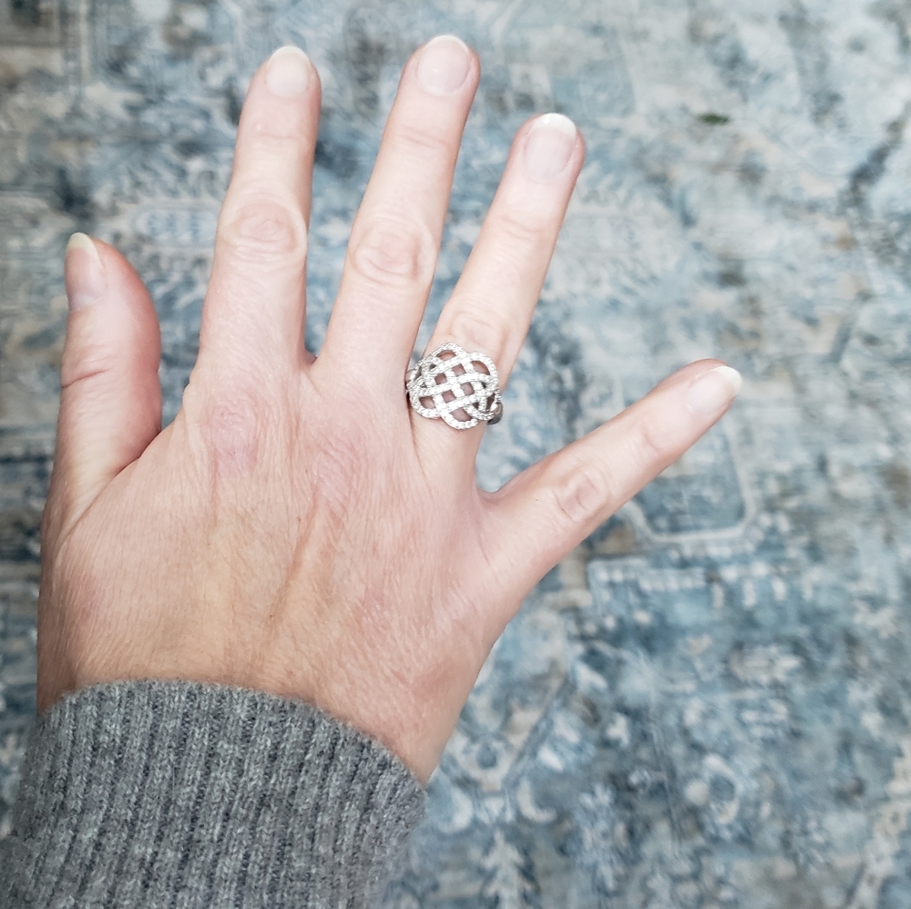 Sterling silver pave celtic knot